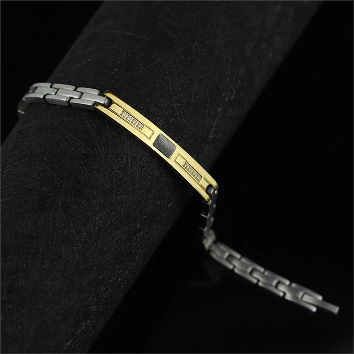 Stainless Steel Link Bracelet with Zirconia 03