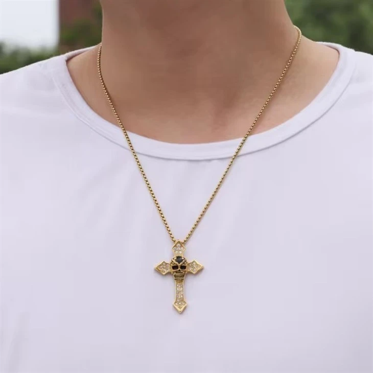 Gold Plated Stainless Steel Cross Necklace 3A Cubic Zirconia Cross Pendant Gold Plated Stainless Steel Cross Necklace 3A Cubic Zirconia Cross Pendant
