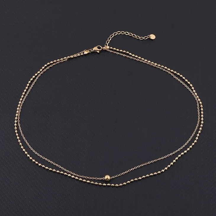Stainless Steel Double Layer Beaded Chain Necklace suppliers