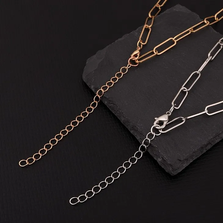 Stainless Steel Paperclip Link Chain Choker Necklace high quality